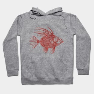 Red John Dory Linocut Fish Hoodie